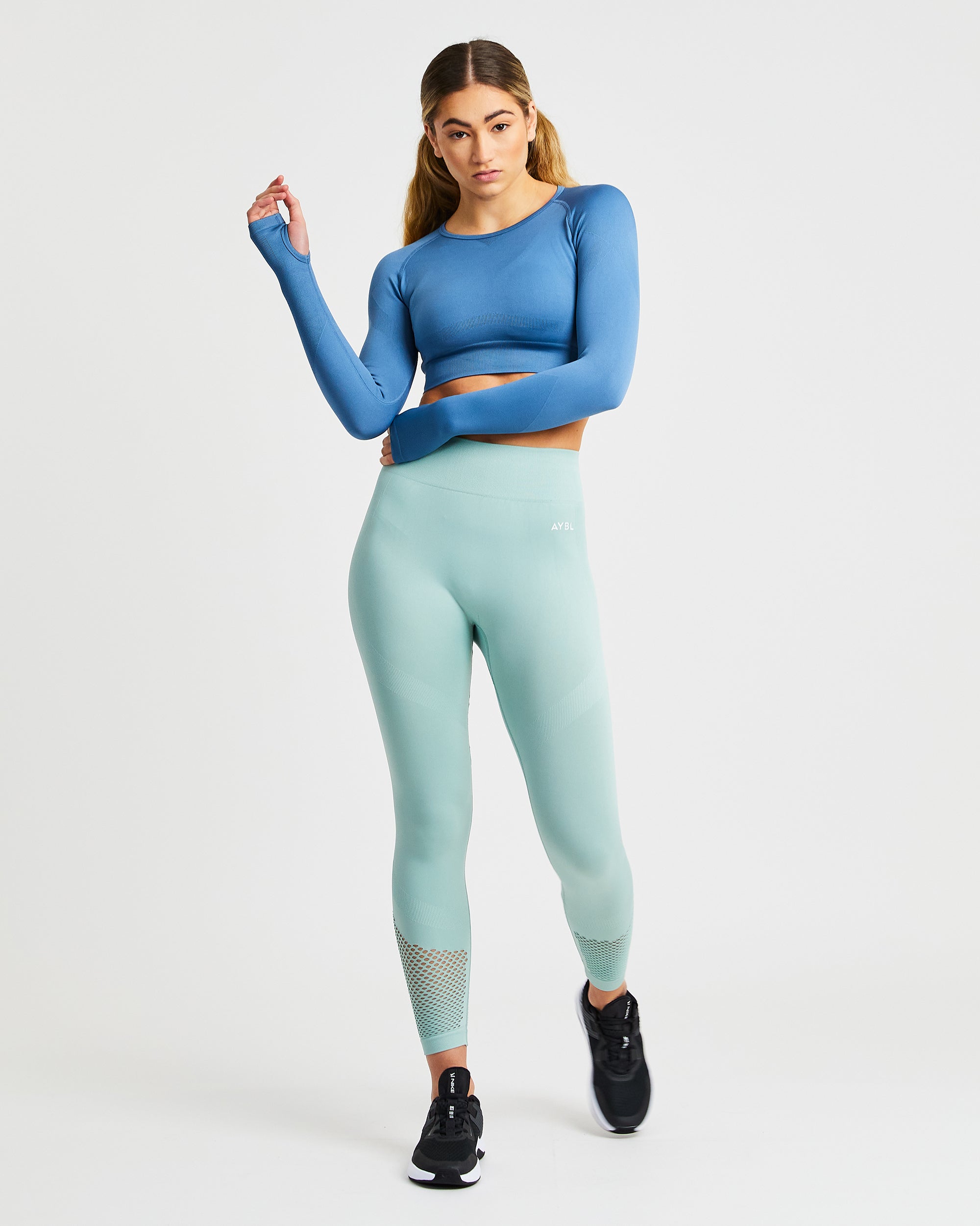 Reform Seamless Long Sleeve Crop Top - Petrol Blau