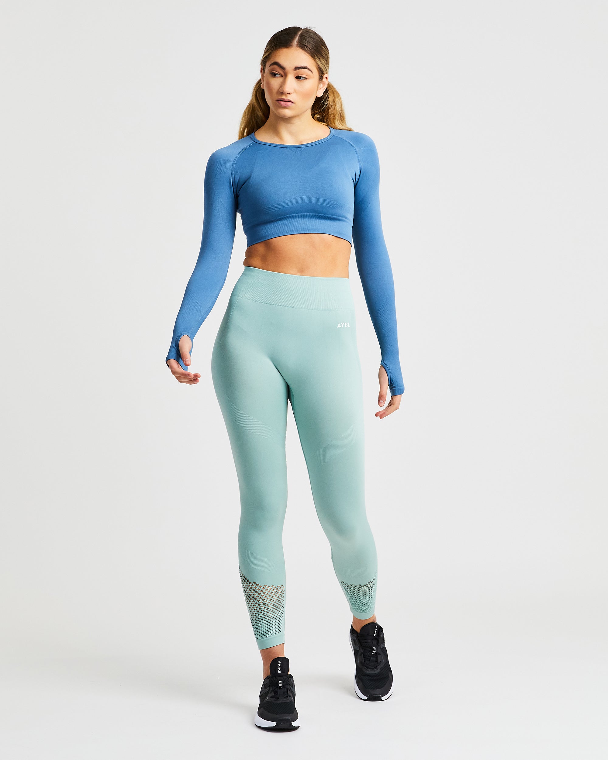 Reform Seamless Long Sleeve Crop Top - Petrol Blau