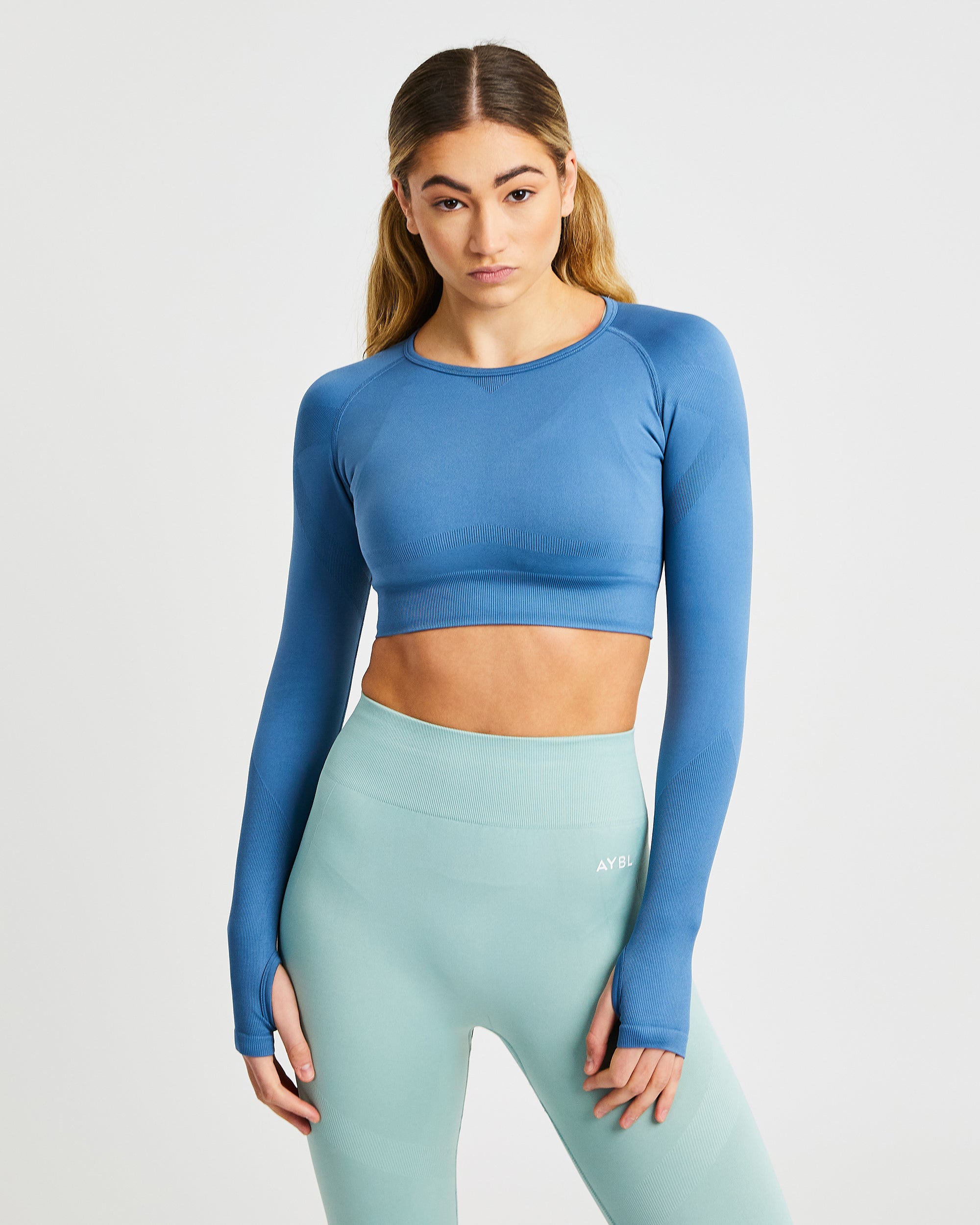 Reform Seamless Long Sleeve Crop Top - Petrol Blau