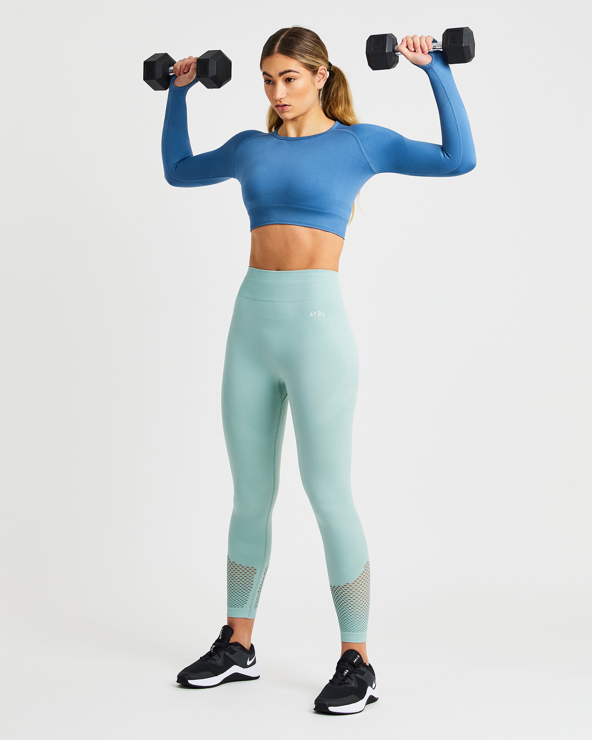 Reform Seamless Long Sleeve Crop Top - Petrol Blau