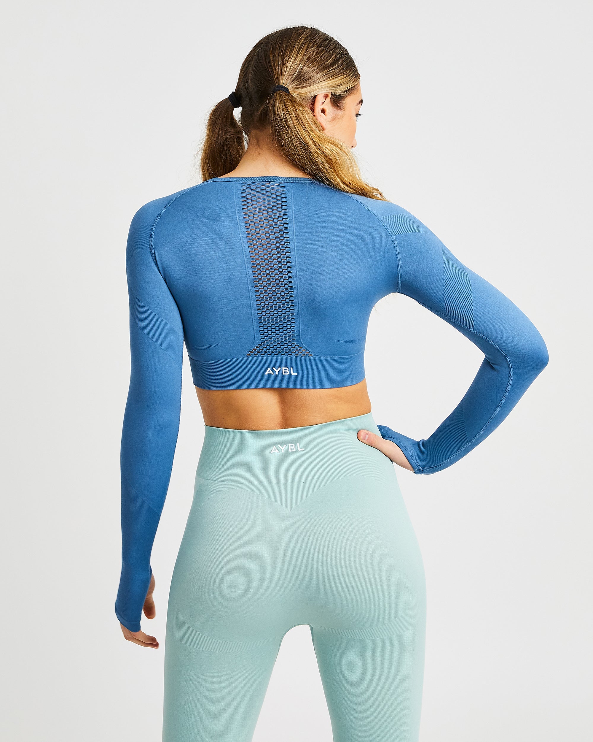 Reform Seamless Long Sleeve Crop Top - Petrol Blau