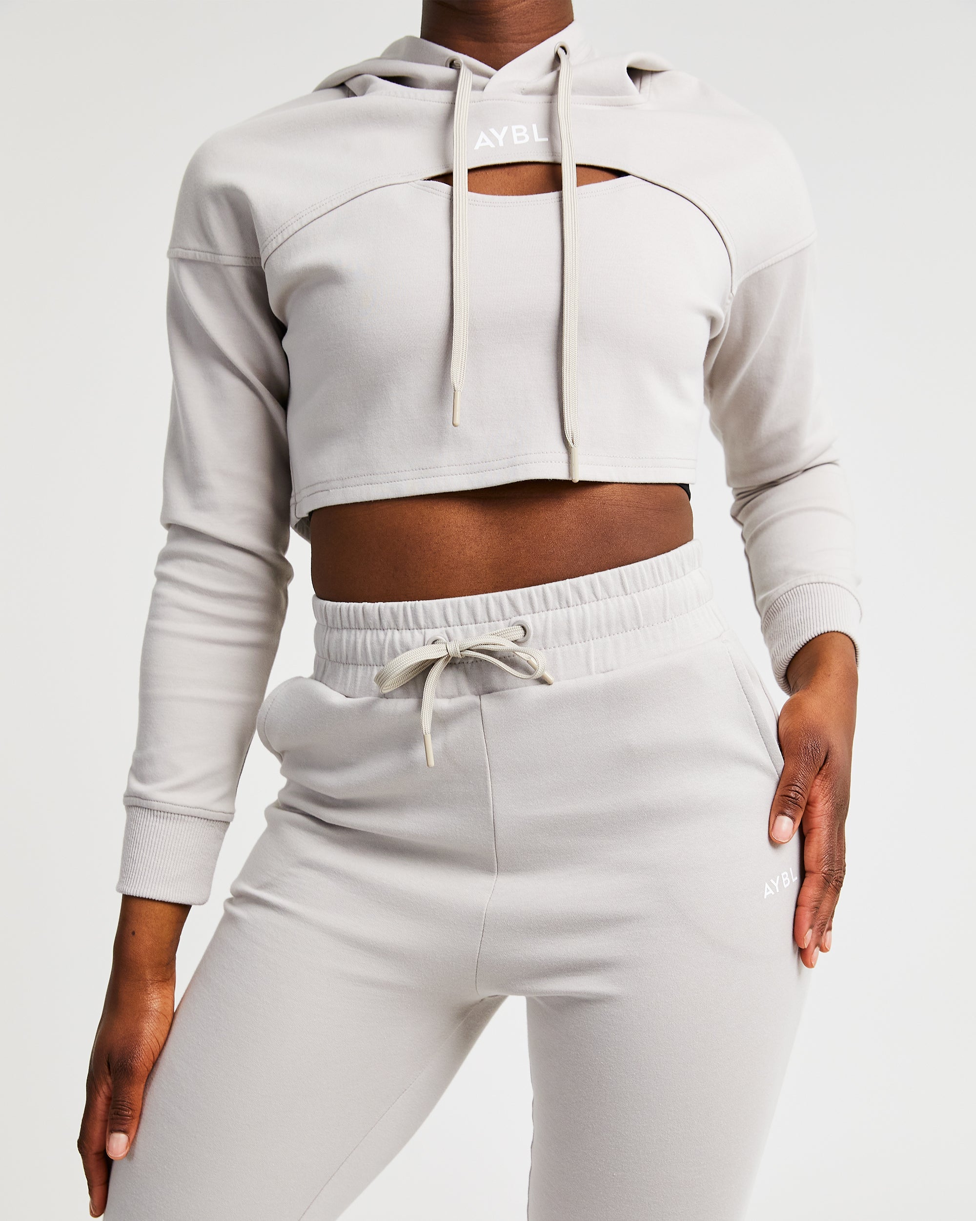 Everyday Cutout Crop Hoodie - Dove Grau