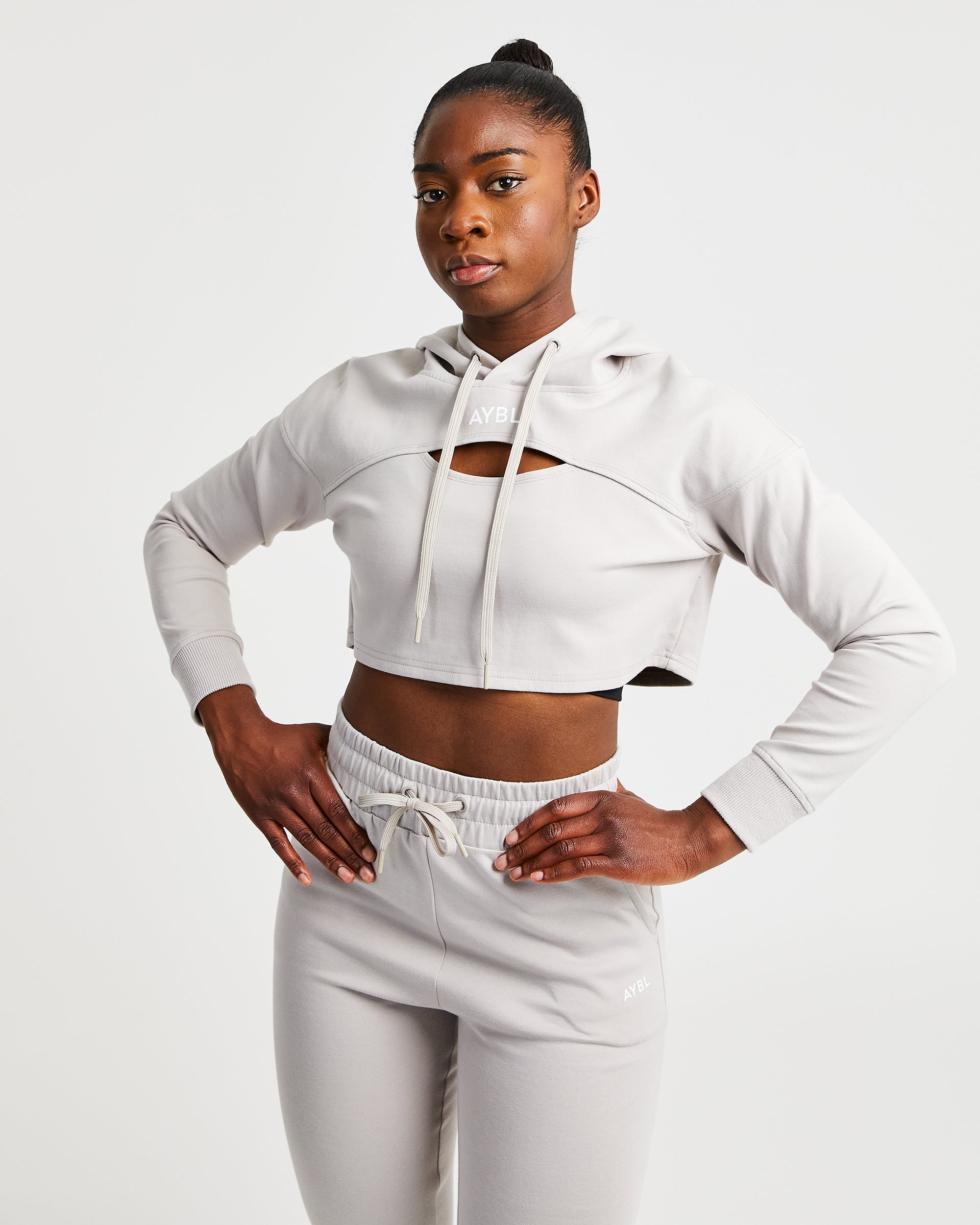 Everyday Cutout Crop Hoodie - Dove Grau