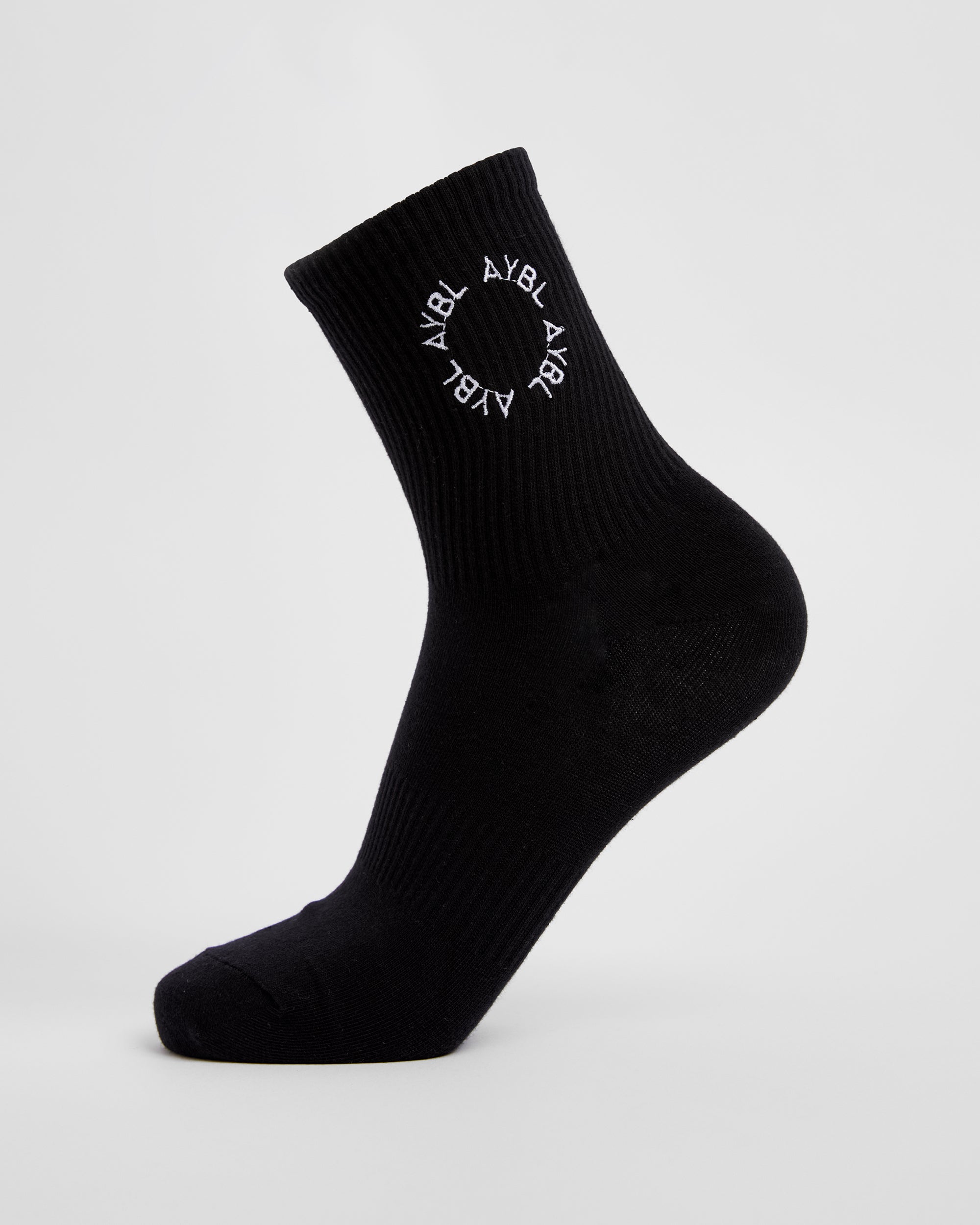 Everyday Embroidered Crew Socks (3 Pack) - Schwarz