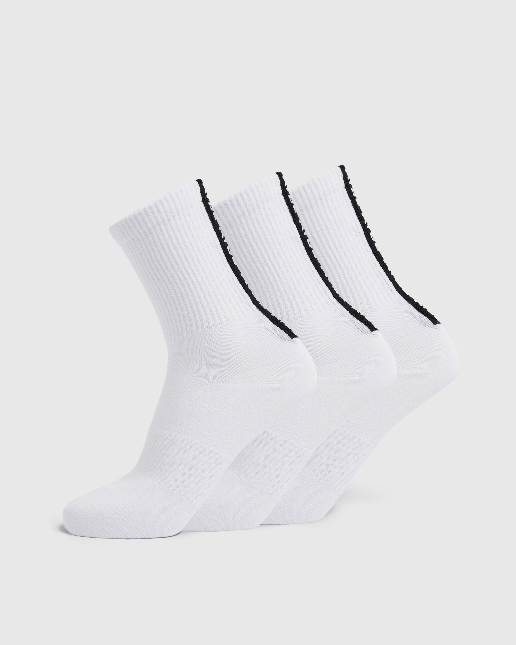 Everyday Back Stripe Crew Socks (3 Pack) - Weiß