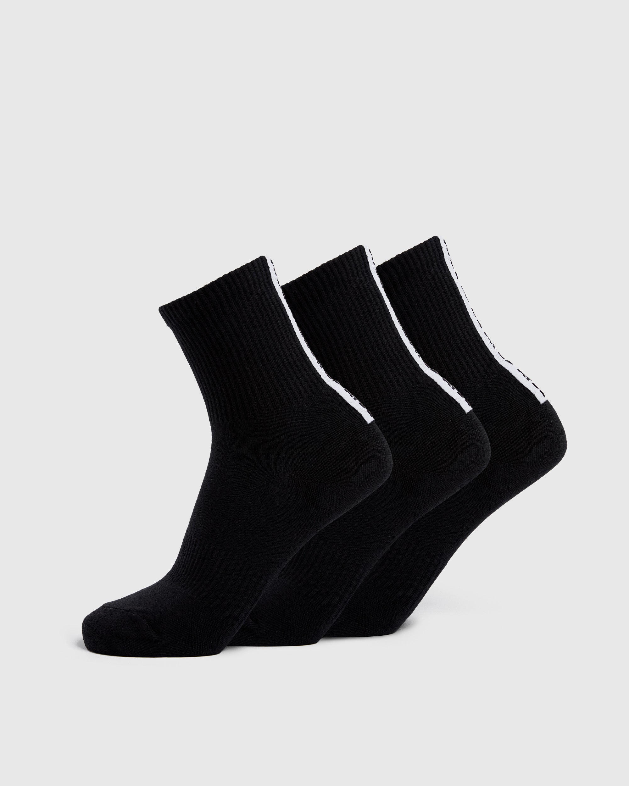 Everyday Back Stripe Crew Socks (3 Pack) - Schwarz